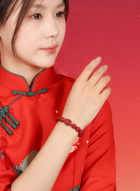 天然红晶砂保真朱砂本命佛手串