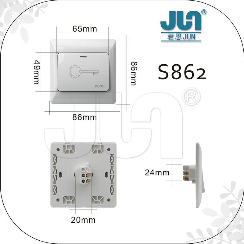 JUN品牌门禁开关开门按钮S862翘板门铃复位出门按键86盒面板办公