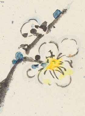 张大千花鸟画黄梅花国画水墨卷轴
