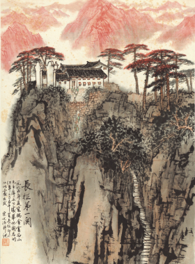 装饰画国画真迹客厅山水画竖版挂画十品仿宋文治长征第一关赠装裱