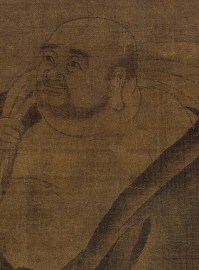 装饰画国画名人字画水墨书法客厅高清书画作品梁楷布袋和尚赠装裱