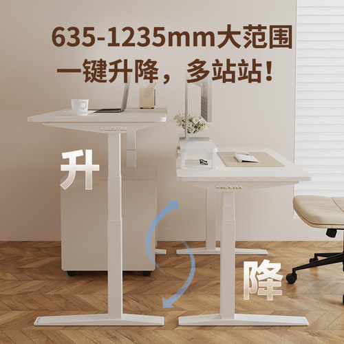 【门店同款】乐歌E5-HD/E6-HD智能双电机电动升降办公实木电脑桌 - 图0