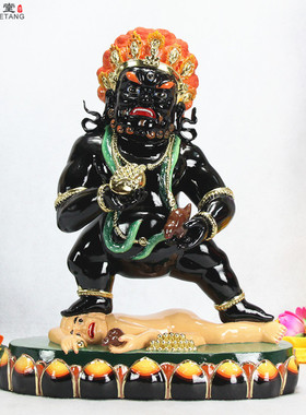 中式风佛堂黑白密宗桌面黄财神