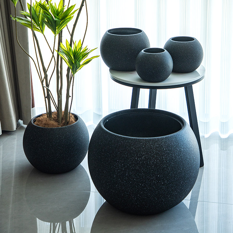 大肚圆球形大花盆简约轻奢高级感加厚树脂装饰盆百合竹橡皮树外套,淘宝优惠券,粉丝福利购,淘宝优惠卷