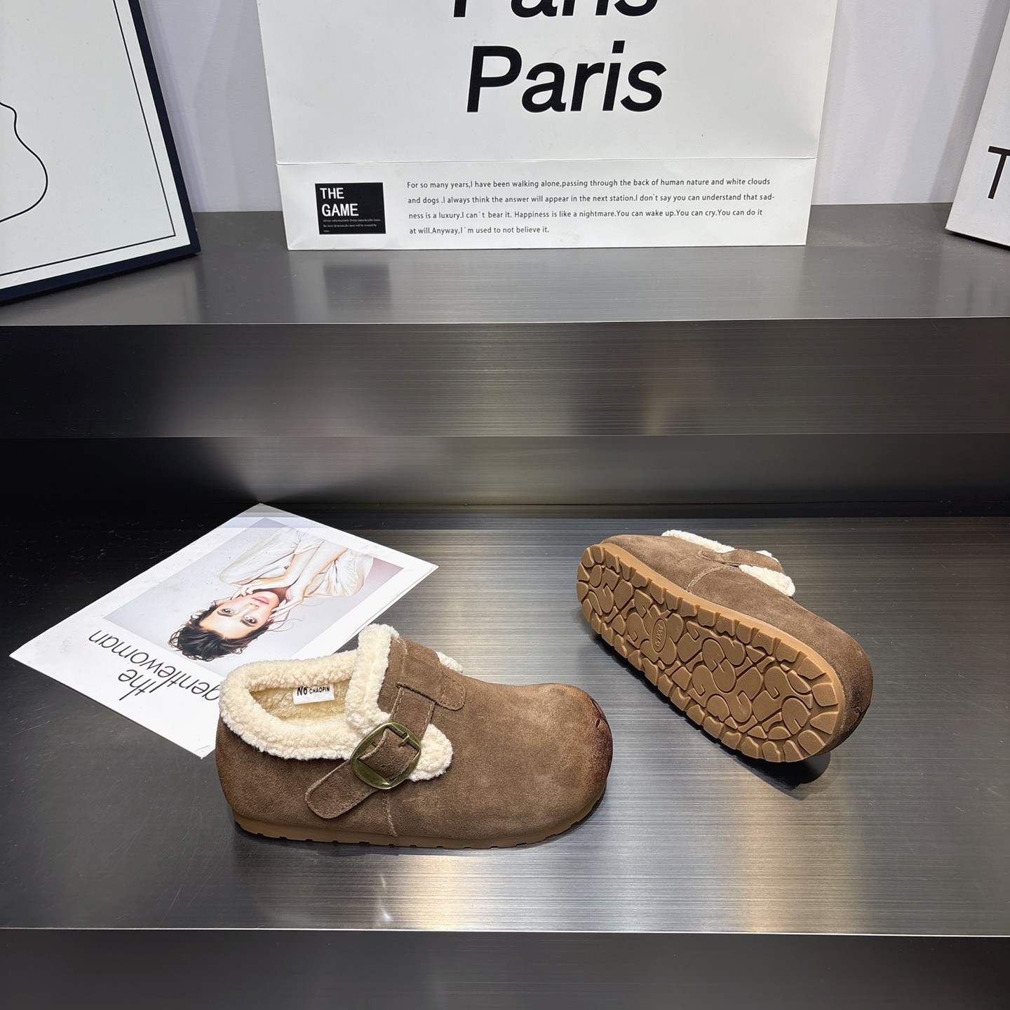 真皮丑萌厚底勃肯棉鞋女2025冬季新款百搭加绒加厚舒适保暖棉鞋女,淘宝优惠券,粉丝福利购,淘宝优惠卷