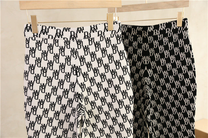 秋冬季 We11WD女款高端羊毛羊绒字母满印提花针织休闲裤长裤,淘宝优惠券,粉丝福利购,淘宝优惠卷