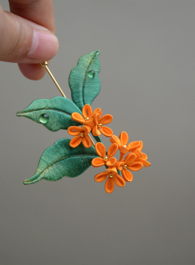 非遗缠花蚕丝桂花手工胸针