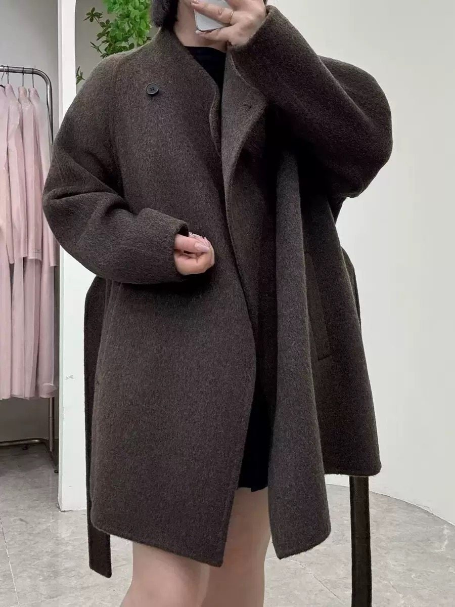 2026新法式复古系带温柔紫羊毛呢子大衣女高级感冬季短款毛呢外套,淘宝优惠券,粉丝福利购,淘宝优惠卷