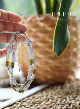 天然白松石高保色项链