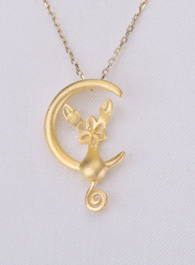 DIY吊坠s925精工光版麻纱小猫咪