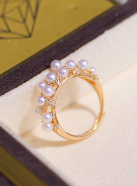 s925纯银时尚简约3-4多珠戒指托