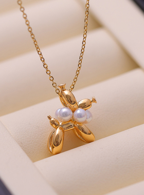 s925纯银时尚可爱气球狗多珠吊坠