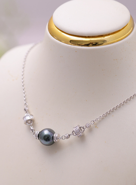 s925纯银枪黑银色复古通孔套链