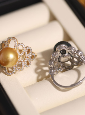 精工豪华戒指托s925纯银复古