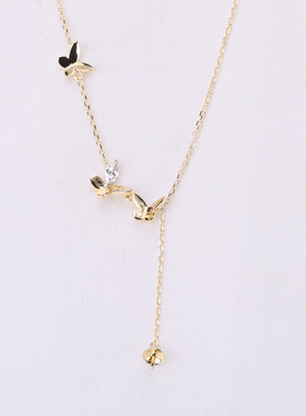 diy配件s925纯银微镶蝴蝶一体链