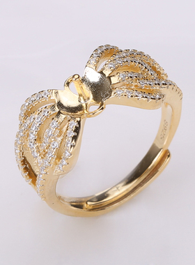 diy配件s925纯银微镶豪华戒指托