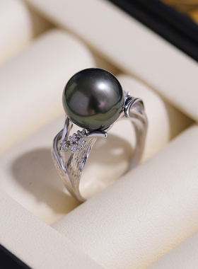 s925纯银精工时尚拉丝树叶戒指托