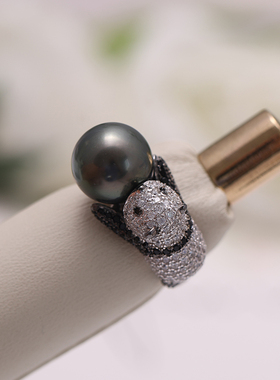 s925纯银豪华大气熊猫戒指托