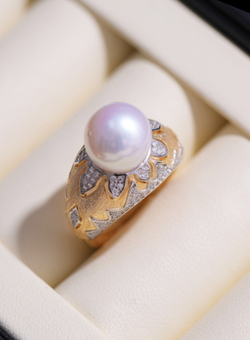 s925纯银精工复古分色大气戒指托