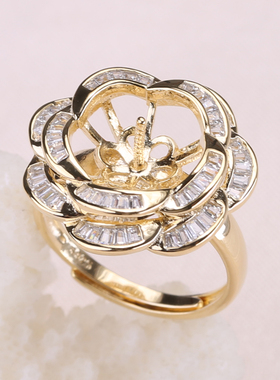 diy纯银双层豪华风珍珠戒指托