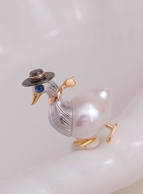 s925纯银小鸭巴洛克风时尚吊坠