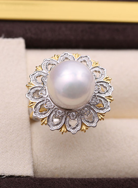 s925纯银奢华分色遮瑕大气戒指托