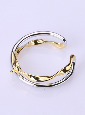 DIY配件s925双层分色淑女戒指托