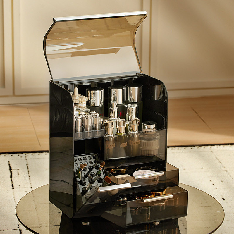 轻奢透明化妆品收纳盒桌面简约抽屉式防尘大容量护肤品分层整理盒,淘宝优惠券,粉丝福利购,淘宝优惠卷