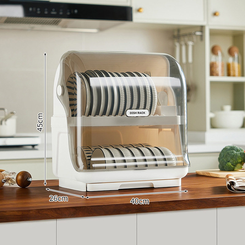 厨房台面式碗架防尘餐具透明收纳盒带排水槽沥水架厨房碗碟收纳架,淘宝优惠券,粉丝福利购,淘宝优惠卷