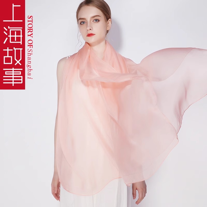 上海故事红色丝巾夏季薄款披肩防晒纱巾女2025新款中国红舞蹈丝巾