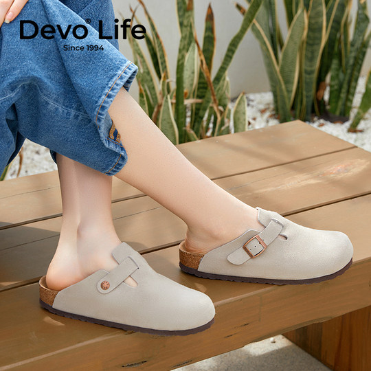 Devo Kork Hausschuhe Damen Zehenschuhe Casual Paar halbe Hausschuhe faule Birkenstock Schuhe 3624