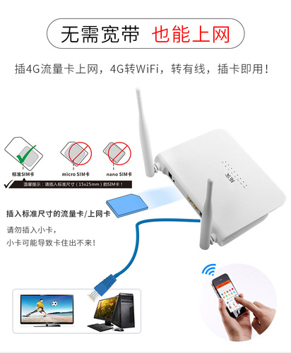 拓实4g无线路由器联通电信全网通插卡WiFi转有线CPE家用宽带便携热点移动网络SIM上网设备