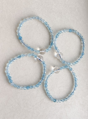 天然海蓝宝多宝手链女款海蓝宝白水晶手串送女友闺蜜生日礼物