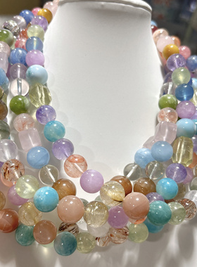 天然水晶多宝项链女款多色多宝水晶项链朱珠同款项链