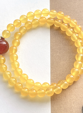 天然黄玉髓红玛瑙两圈手链女款轻奢小众礼物