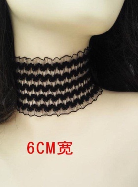 宽边脖子饰品颈带弹力蕾丝项链遮挡遮疤简约超宽脖链颈部装饰锁骨