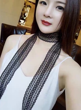 日韩欧美简洁蕾丝镂空领巾丝巾