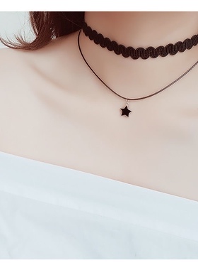 黑色蕾丝韩国新娘性感森系项链