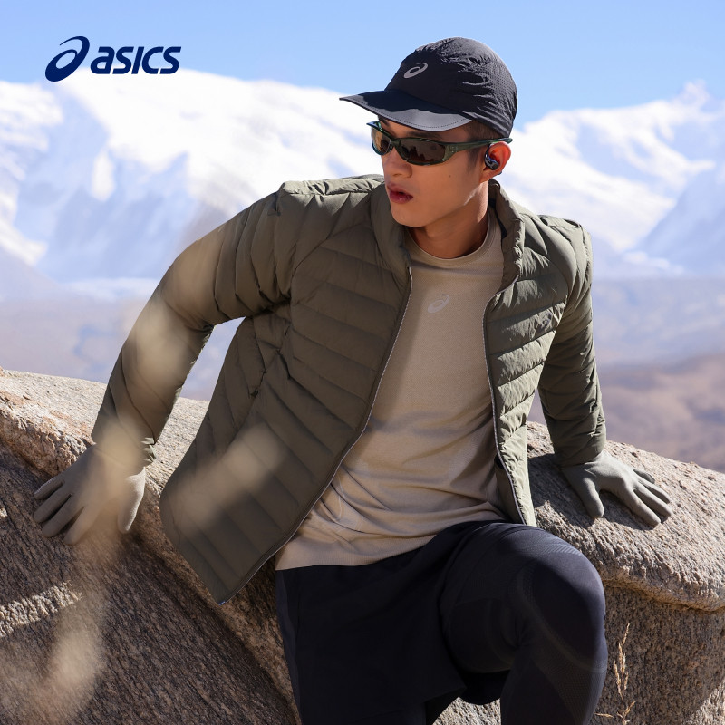 ASICS亚瑟士新款男式运动轻量羽绒服御寒保暖羽绒夹克外套