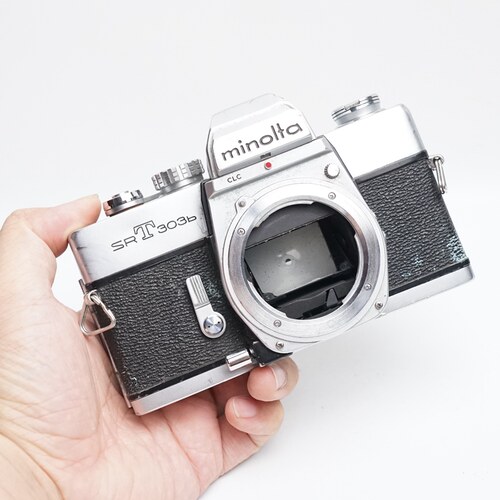 瑕疵MD口minolta 美能达 SRT303b 银色全金属机械胶片单反相机135 - 图2