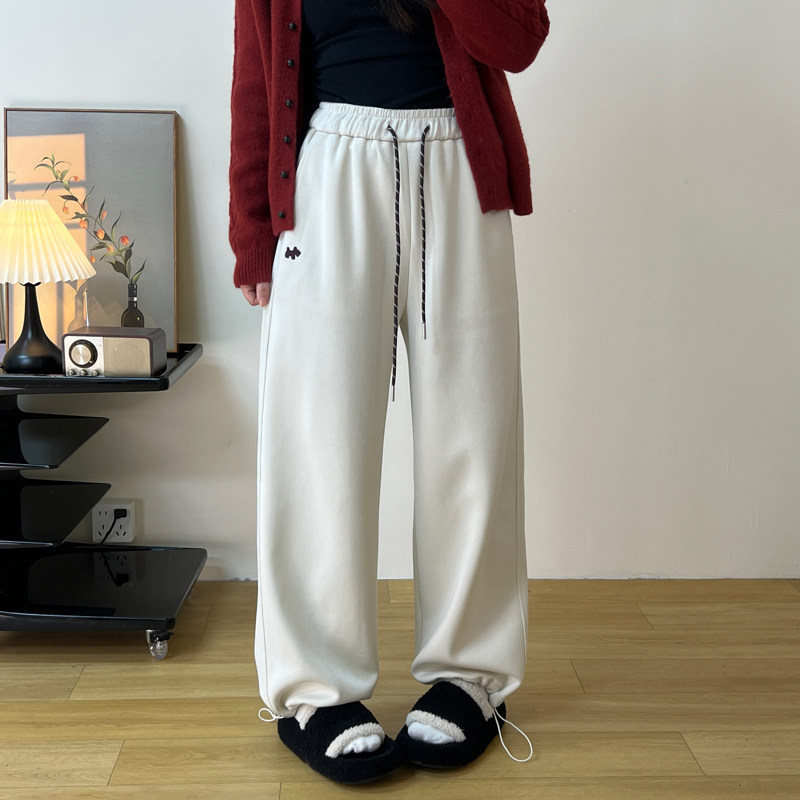 松弛感休闲气质高腰卫裤女2025秋冬新款百搭束脚阔腿两穿运动裤子,淘宝优惠券,粉丝福利购,淘宝优惠卷