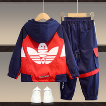 Boys autumn clothes suit 2023 new children CUHK Spring Collage Triple Leaf Flowers Kid Sports Casual Child Clothing