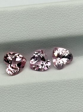 心形培育粉摩根 合成彩宝爱心形戒面再生粉色裸石戒面镶嵌主石