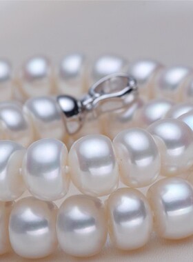 扁圆正品天然淡水珍珠项链锁骨