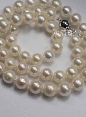 实拍9-10mm天然淡水珍珠项链锁骨链近正圆强光微瑕送妈妈礼物正品