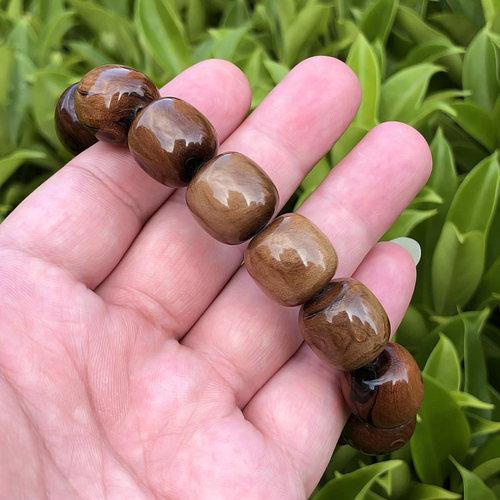 天然活柳血柳海柳手串男女情侣父母朋友佛珠桶珠16x16mm精品黄纹 - 图0