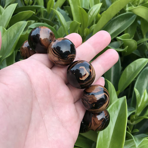 柳工坊黑珊瑚海柳手串手链文玩多宝佛珠念珠首饰山水纹2.6cm包邮 - 图1