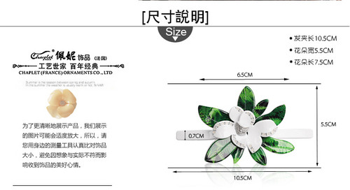 包邮 法国佩妮chaplet栀子花开 水钻发夹弹簧夹顶夹发饰发卡饰品 - 图1