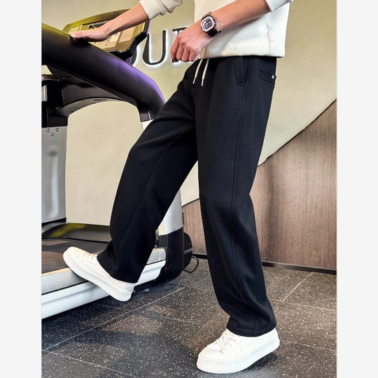 男款卫裤纯色百搭运动裤重磅设计感哈伦裤秋冬新款休闲痞帅高级潮