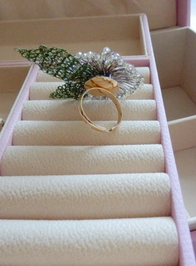 手工微钩编织铜丝可调节大小戒指